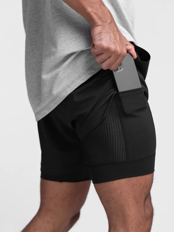 TEEK - Mens Double Layer Breathable Anti-Exposure Sports Shorts