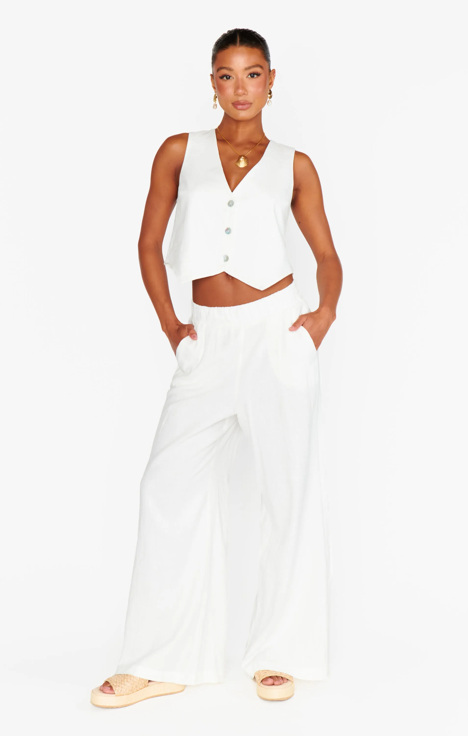 Vicky Vest Top ~ White Linen