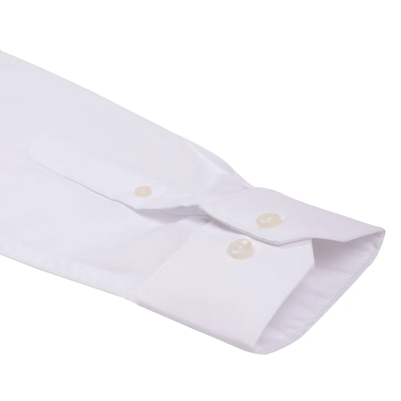 White Herringbone Mandarin Collar 2 Ply Giza Cotton Shirt