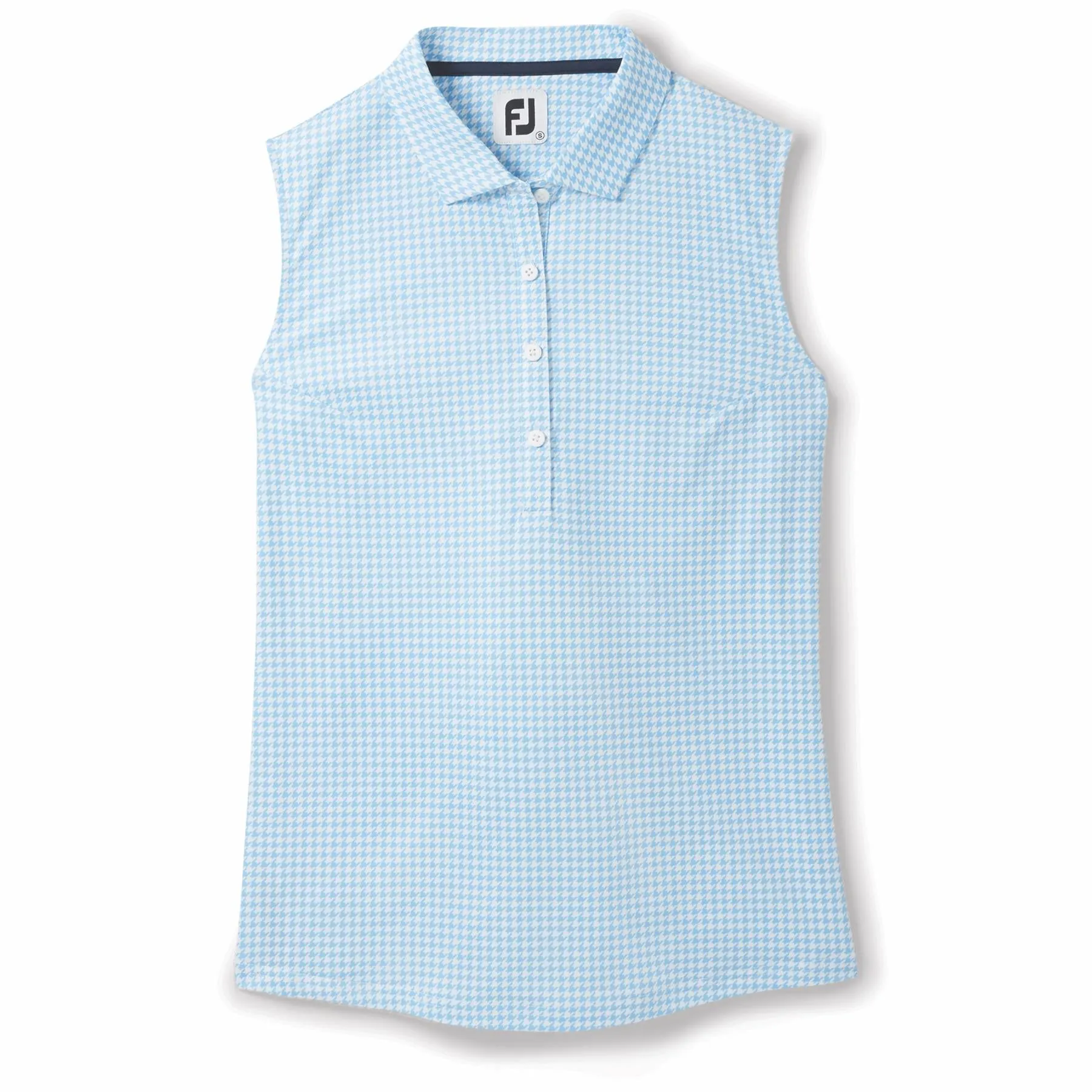 Womens Sleeveless Shirt Blue Houndstooth - AW23