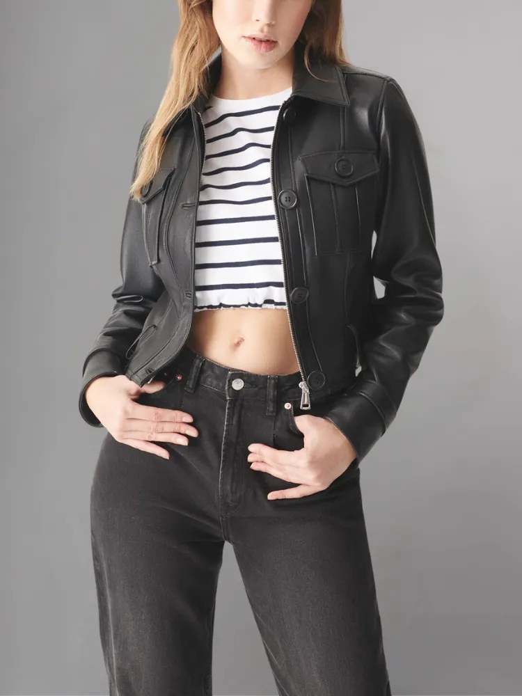 Womens Sporty Style Camel Leather Jacket