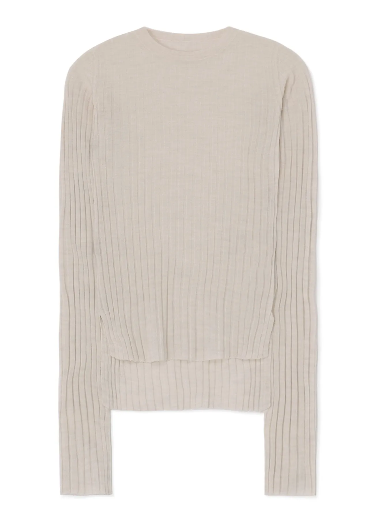 WOOL CREW NECK RIB KNIT