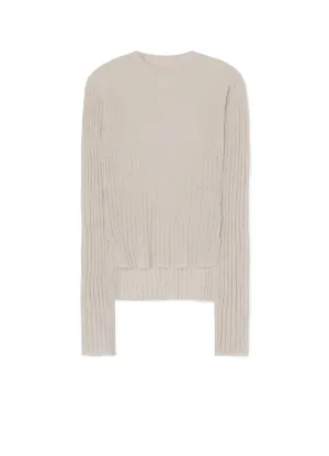 WOOL CREW NECK RIB KNIT